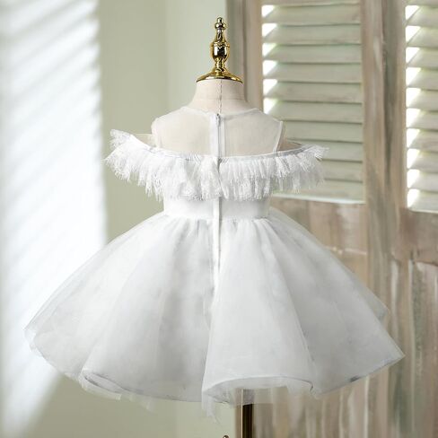 Flower Girl Dress Ruffle Satin Lace Tulle Beads Flower Decoration Toddler Wedding Birthday Party Evening Dress in Kuwait