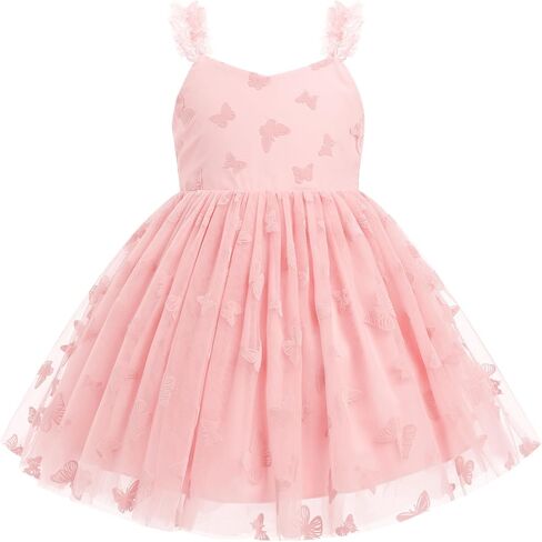 Ibtom Castle Toddler Butterfly Birthday Dress Girlsless 3D Butterfly Tulle Tuulle Tutu Dress Flower Girl Pageant Party Press in Kuwait