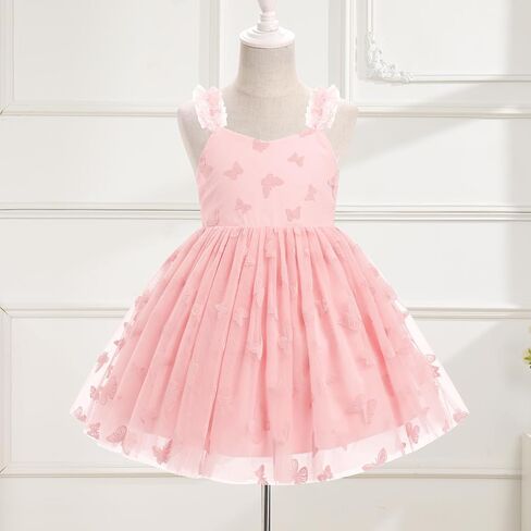 Ibtom Castle Toddler Butterfly Birthday Dress Girlsless 3D Butterfly Tulle Tuulle Tutu Dress Flower Girl Pageant Party Press in Kuwait