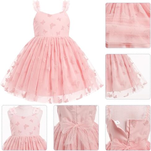 Ibtom Castle Toddler Butterfly Birthday Dress Girlsless 3D Butterfly Tulle Tuulle Tutu Dress Flower Girl Pageant Party Press in Kuwait
