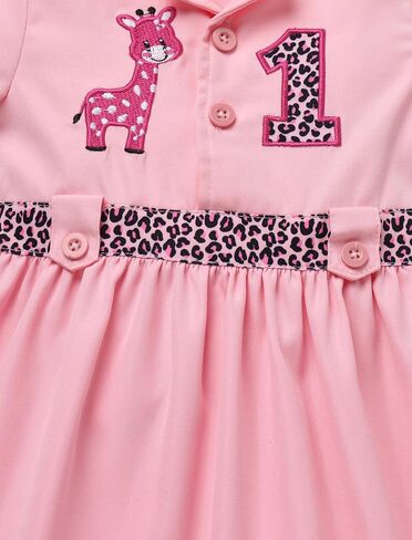 Newborn Baby Girls 1st Birthday Outfits Giraffe Theme Birthday Short Sleeve Ruffle Tulle Dress and Hat in Kuwait