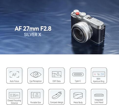 Ttartisan 27 مم F2.8 عدسة ضبط تلقائي ، متوافقة مع كاميرات Fuji X-Mount XS10 X-A5 X-A7 X-M1 X-M2 X-E4 X-T1 X-T10 X-T2 X-T20 X-T3 X-T4 X -T100 X-T200 X-T30 X-Pro1 X-Pro2 X-Pro3 X-E1 (أسود) in Kuwait