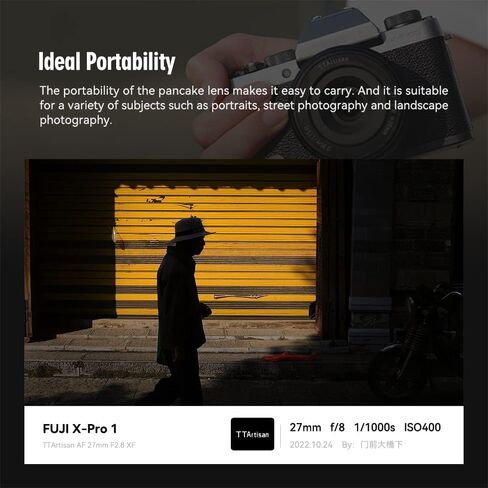 Ttartisan 27 مم F2.8 عدسة ضبط تلقائي ، متوافقة مع كاميرات Fuji X-Mount XS10 X-A5 X-A7 X-M1 X-M2 X-E4 X-T1 X-T10 X-T2 X-T20 X-T3 X-T4 X -T100 X-T200 X-T30 X-Pro1 X-Pro2 X-Pro3 X-E1 (أسود) in Kuwait