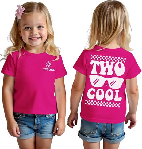 Two Cool Birthday Shirt 2nd Birthday Girl T-Shirt 2 Year Old Toddler Girls Second B-Day Party Short Sleeve Tops in Saudi Arabia
