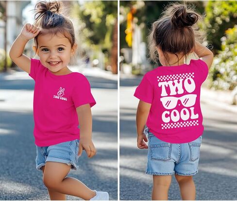 Two Cool Birthday Shirt 2nd Birthday Girl T-Shirt 2 Year Old Toddler Girls Second B-Day Party Short Sleeve Tops in Saudi Arabia