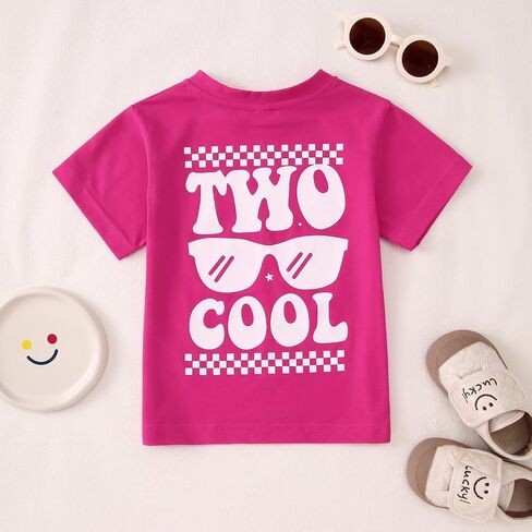 Two Cool Birthday Shirt 2nd Birthday Girl T-Shirt 2 Year Old Toddler Girls Second B-Day Party Short Sleeve Tops in Saudi Arabia