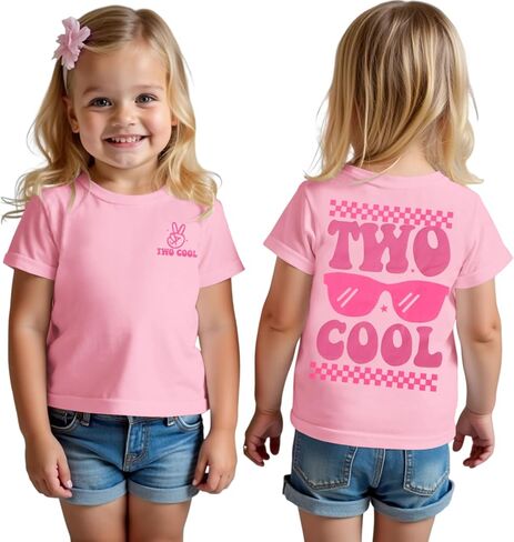 Two Cool Birthday Shirt 2nd Birthday Girl T-Shirt 2 Year Old Toddler Girls Second B-Day Party Short Sleeve Tops in Saudi Arabia