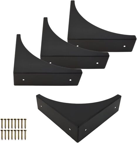 Black Corner Guard, Metal Corner Protectors for Furniture, Antique Decorative Table Corner Protector Edge Safety Guard for Boxes,Barn Door,Wood Frame,Desk, Furniture Hardware Accessories 4PCS (Black) in Saudi Arabia