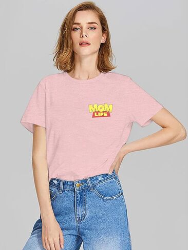 Mama Shirt for Women Mom Life T Shirt Mothers Day Tees Mom Birthday Tops | Cute Cartoon Mama Letter Graphic Print Tees Women's Mom Shirts Casual Vacation Trip Short Sleeve Tops in Kuwait