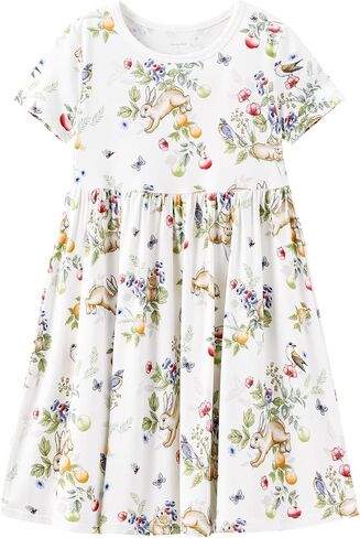 Kids Girl's Dress Little Girl Short Sleeve Dresses Casual Summer Cute Clothes Outfits Viscose Bamboo in Saudi Arabia