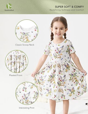 Kids Girl's Dress Little Girl Short Sleeve Dresses Casual Summer Cute Clothes Outfits Viscose Bamboo in Saudi Arabia
