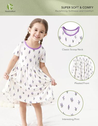 Kids Girl's Dress Little Girl Short Sleeve Dresses Casual Summer Cute Clothes Outfits Viscose Bamboo in Saudi Arabia