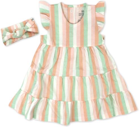 HonestBaby 2-Piece Outfit Dress & Headband Set for Infant, Baby and Toddler Girls in Saudi Arabia