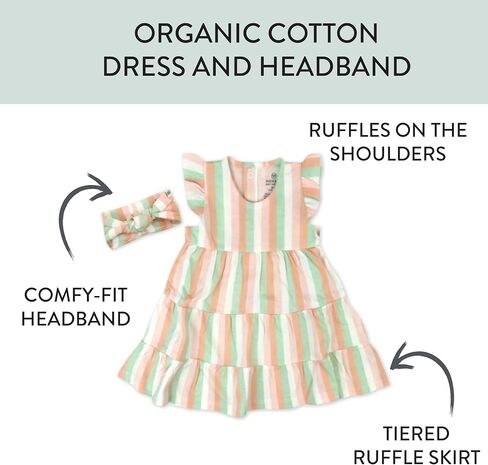 HonestBaby 2-Piece Outfit Dress & Headband Set for Infant, Baby and Toddler Girls in Saudi Arabia