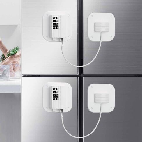 Fridge Lock (2 Pack), Child Proof Refrigerator Lock for Baby Safety, for Fridge, Cabinets, Drawers, Window and Child Safety Cabinet Locks, 3M Adhesive No Drilling (White) in Saudi Arabia