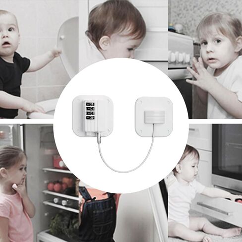 Fridge Lock (2 Pack), Child Proof Refrigerator Lock for Baby Safety, for Fridge, Cabinets, Drawers, Window and Child Safety Cabinet Locks, 3M Adhesive No Drilling (White) in Saudi Arabia