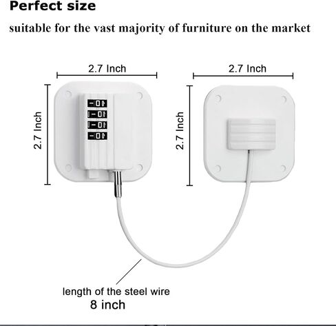 Fridge Lock (2 Pack), Child Proof Refrigerator Lock for Baby Safety, for Fridge, Cabinets, Drawers, Window and Child Safety Cabinet Locks, 3M Adhesive No Drilling (White) in Saudi Arabia