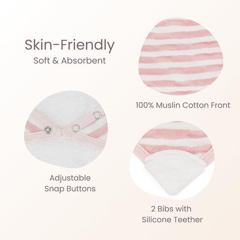 Featherhead™ Muslin Baby Bibs for Feeding, Drooling, & Teething - 100% Cotton Muslin with Absorbent Towel Backing in Kuwait