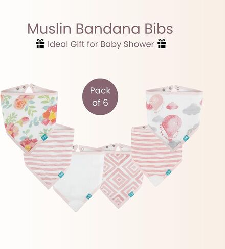 Featherhead™ Muslin Baby Bibs for Feeding, Drooling, & Teething - 100% Cotton Muslin with Absorbent Towel Backing in Kuwait