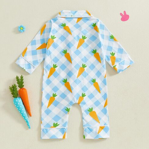 woshilaocai Easter Pajamas Baby Boy Girl Button Down Pjs Romper Cute Toddler Spring Summer Sleepwear in Saudi Arabia