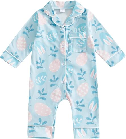 Woshilaocai Easter Pajamas Baby Boy Girl Button Down Pjs Romper Cute Toddler Spring Summer Sleepwear in Kuwait