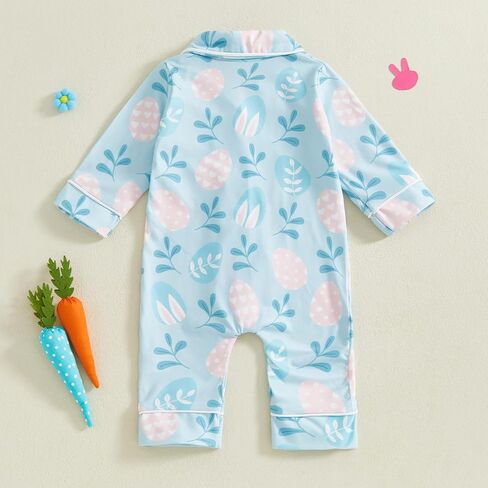 Woshilaocai Easter Pajamas Baby Boy Girl Button Down Pjs Romper Cute Toddler Spring Summer Sleepwear in Kuwait