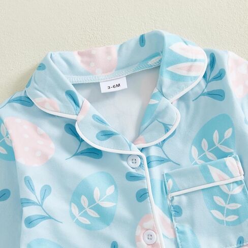 Woshilaocai Easter Pajamas Baby Boy Girl Button Down Pjs Romper Cute Toddler Spring Summer Sleepwear in Kuwait