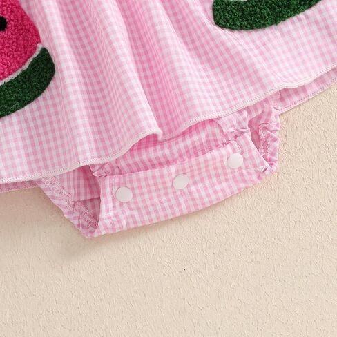 Baby Bodysuit Dress Girl Summer Dress Ruffle Fruit Clothes Shirred Smocked Infant Rompers Plaid Boho Dress Outfits in Kuwait