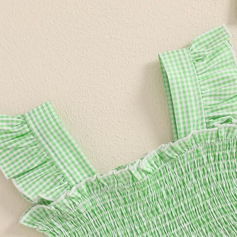Baby Bodysuit Dress Girl Summer Dress Ruffle Fruit Clothes Shirred Smocked Infant Rompers Plaid Boho Dress Outfits in Kuwait