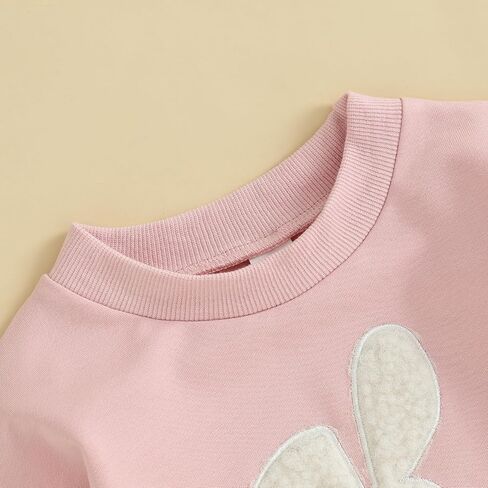 Newborn Baby Girl Cute Easter Romper Casual Clover Bunny Pattern Embroidery O-neck Long Sleeve Jumpsuit Sweatshirts in Saudi Arabia