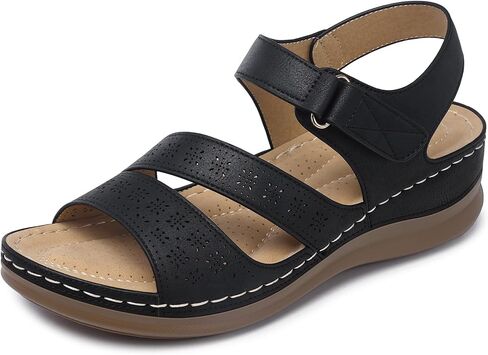SHIBEVER Women's Wedge Sandals Platform: Comfortable Dressy Arch Support Ankle Strap - Summer Open Toe Women Sandals in Saudi Arabia