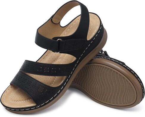 SHIBEVER Women's Wedge Sandals Platform: Comfortable Dressy Arch Support Ankle Strap - Summer Open Toe Women Sandals in Saudi Arabia