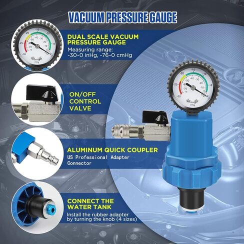 ZKTOOL New Coolant System Vacuum Refiller Kit,Engine Cooling System Vacuum PurgeCoolant Bleeder Kit with 8 Rubber Sleeves & 2 Universal Adapter Cone Plug EV15 Vacuum Generator.… in Saudi Arabia