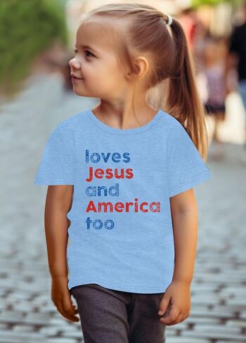 4th of July Shirts Toddler America Flag Tee Patriotic Tops Loves Jesus and American T-Shirt USA Red White Blue T Shirt in Saudi Arabia