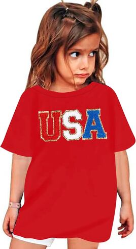 4th of July Shirts Toddler America Flag Tee Patriotic Tops Loves Jesus and American T-Shirt USA Red White Blue T Shirt in Saudi Arabia