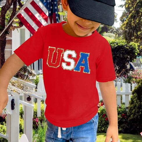 4th of July Shirts Toddler America Flag Tee Patriotic Tops Loves Jesus and American T-Shirt USA Red White Blue T Shirt in Saudi Arabia