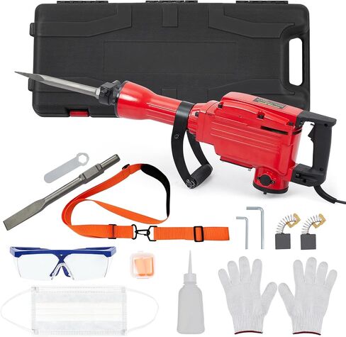 3600W Electric Jack Hammer Demolition Tool Kit, 2-piece set, Jack Hammer Concrete Breaker, Jack Hammer, Demolition Hammer, Includes 2 Bits, Heavy-Duty Concrete Breaker, 95A in Kuwait
