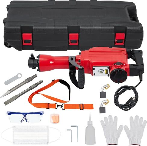 3600W Electric Jack Hammer Demolition Tool Kit, 2-piece set, Jack Hammer Concrete Breaker, Jack Hammer, Demolition Hammer, Includes 2 Bits, Heavy-Duty Concrete Breaker, 95A in Kuwait