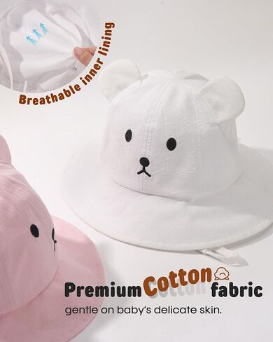 FURTALK Baby Toddler Sun Hat Wide Brim Baby Bucket Hats with Bear Ears Infant Beach Hat in Kuwait