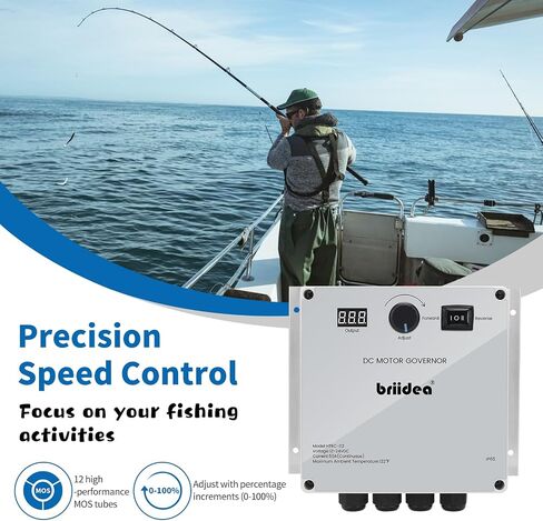 وحدة تحكم PWM، جهاز تحكم في سرعة المحرك Briidea DC 12-48V 35A مقاوم للماء مع مفتاح عكسي للفرامل الأمامية، ومقياس الجهد القابل للتعديل وشاشة LED، سهلة التجميع، مثالية لمحرك القارب in Saudi Arabia