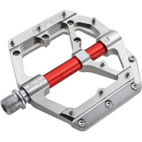 Aluminum Alloy 9/16" Bike Pedal MTB Wide Platform Flat Non-Slip Bicycle Pedals with 3 Bearings for Mountain Bikes, Road, BMX