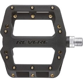 Revere Pro Grip MTB Mountain/Gravel Bike Pedals, Ultra Smooth Bearings, Non-Slip Indestructible Lightweight Nylon Composite Bicycle Platform Pedals 9/16" Spindle, Replaceable Oil Slick or Gold Pins