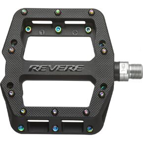 Revere Pro Grip MTB Mountain/Gravel Bike Pedals, Ultra Smooth Bearings, Non-Slip Indestructible Lightweight Nylon Composite Bicycle Platform Pedals 9/16" Spindle, Replaceable Oil Slick or Gold Pins in Kuwait