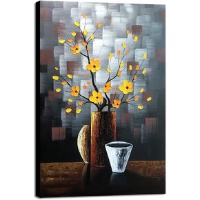 Wieco Art Silent Beauty Modern Abstract Flower Oil Paintings on Canvas Wall Art for Bedroom Living Room Wall Decorations Home Decor 100% Hand Painted Stretched and framed Contemporary Floral Artwork