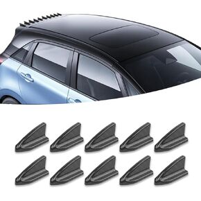 UGSHY 10 PCS Car Small Shark Fin Decorative Antenna Kit, 2.06" x 0.9" x 0.86" Air Vortex Generator Diffuser Spoiler Antenna, Self-Adhesive Roof Wing Exterior Trim Accessory, Universal for Car (Black)