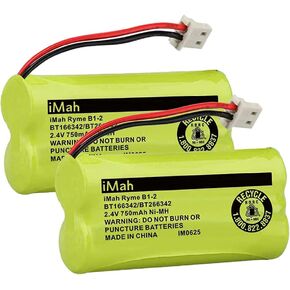 iMah Ryme B1-2 BT166342/BT266342 2.4 فولت 750 مللي أمبير Ni-MH بطارية بديلة لجهاز مراقبة الطفل VTech والهاتف اللاسلكي، عبوتان in Kuwait