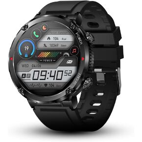 Bravo XL Smartwatch for iPhone & Android, Rugged Smart Watch (Answer/Make Call), Wellness Tracker with 1.69" AMOLED Screen, 15 Days Battery, Heart Rate, 5 ATM (2xScreen Protector Included)