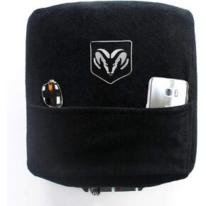 Seat Armour KADGRBSO04-14 Custom Fit Center Console Cover for Select Dodge Ram Models with Bucket Seats - (Black) (Officially Licensed Ram Embroidered Logo)