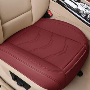 2 pcs Car Front Seat Covers, Faux Leather Protectors for Front Seats, Waterproof and Anti-Slip Cushions, Compatible with Most of Automotives–Wine Red
