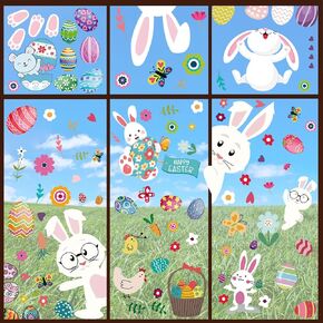 ملصقات نافذة أرنب عيد الفصح، ملصقات نافذة عيد الفصح لتزيين النوافذ الزجاجية على شكل بيض عيد الفصح، ملصقات نافذة زنبركية ثابتة قابلة لإعادة الاستخدام لديكورات حفلات عيد الفصح، 9 أوراق من 126 قطعة in Kuwait